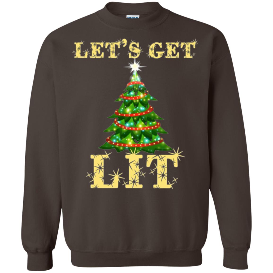 Christmas T-shirt Let_s Get Lit Dark Chocolate