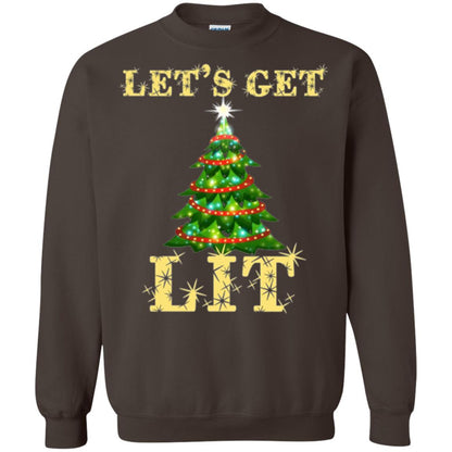 Christmas T-shirt Let_s Get Lit Dark Chocolate