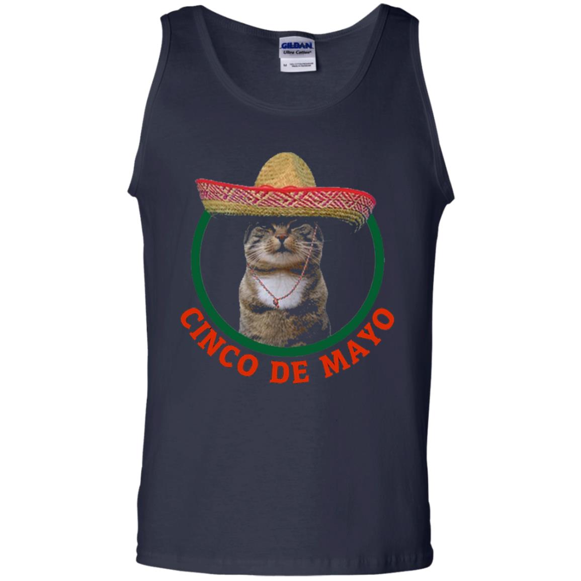 Cinco De Mayo Kitty Cat Funny Cute Meow Sombrero T-shirt Navy