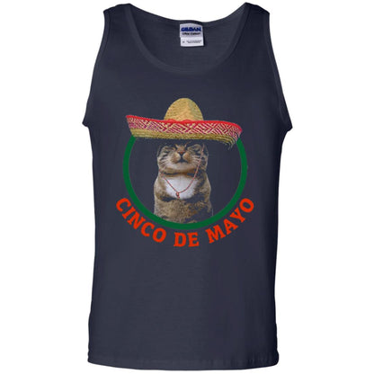 Cinco De Mayo Kitty Cat Funny Cute Meow Sombrero T-shirt Navy