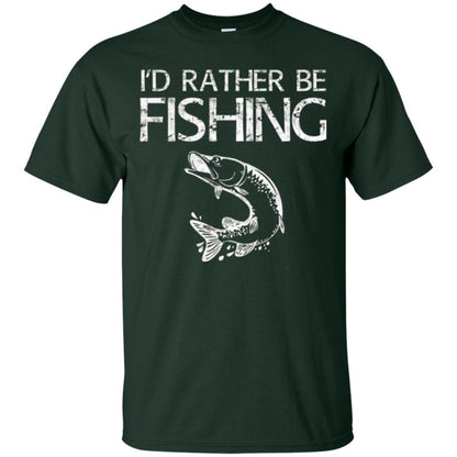 Fisherman T-shirt I'd Rather Be Fishing Forest Green