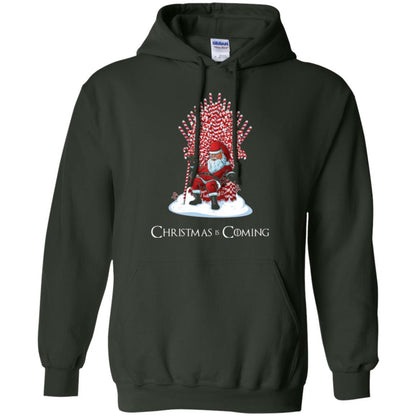 Funny Christmas T-shirt Santa Candy Cane Throne Forest Green