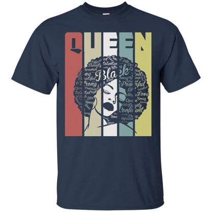 Vintage Retro Strong Black Woman With Natural Hair Afro T-shirt Navy