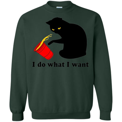 Cat Lover T-shirt I Do What I Want Forest Green