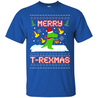 Merry T-rexmas X-mas Dinosaur Saurus Gift Shirt Royal
