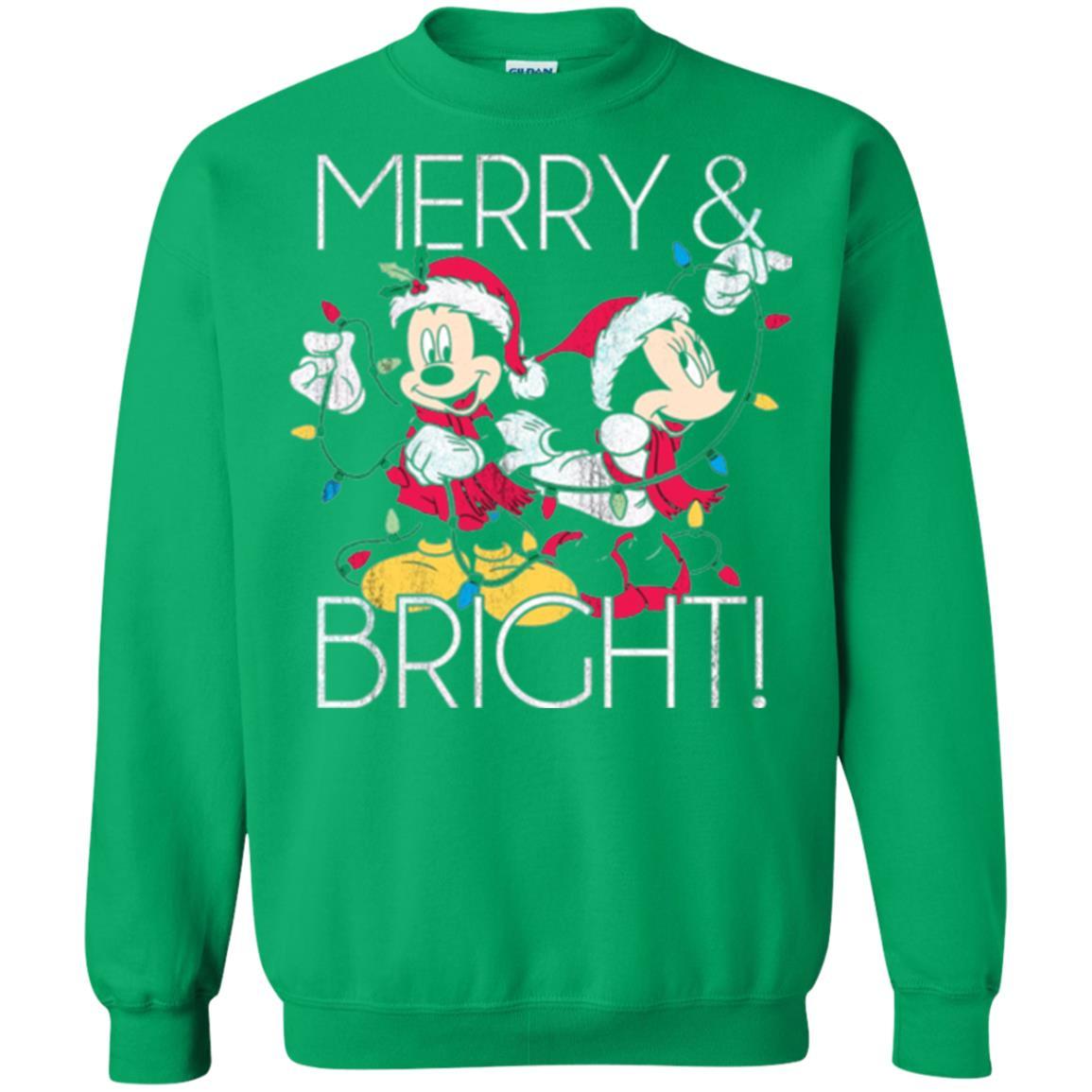 Disney Mickey Mouse T-shirt Merry And Bright Christmas Irish Green
