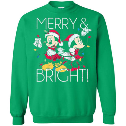 Disney Mickey Mouse T-shirt Merry And Bright Christmas Irish Green