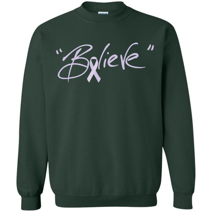 All Cancer Awareness Shirt Lavender Ribbon Believe Forest Green