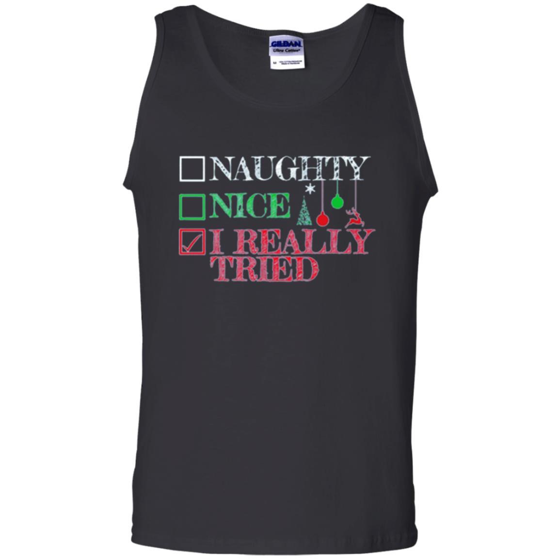 Christmas T-shirt Naugth Nice I Ready Tried Black
