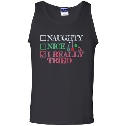 Christmas T-shirt Naugth Nice I Ready Tried Black