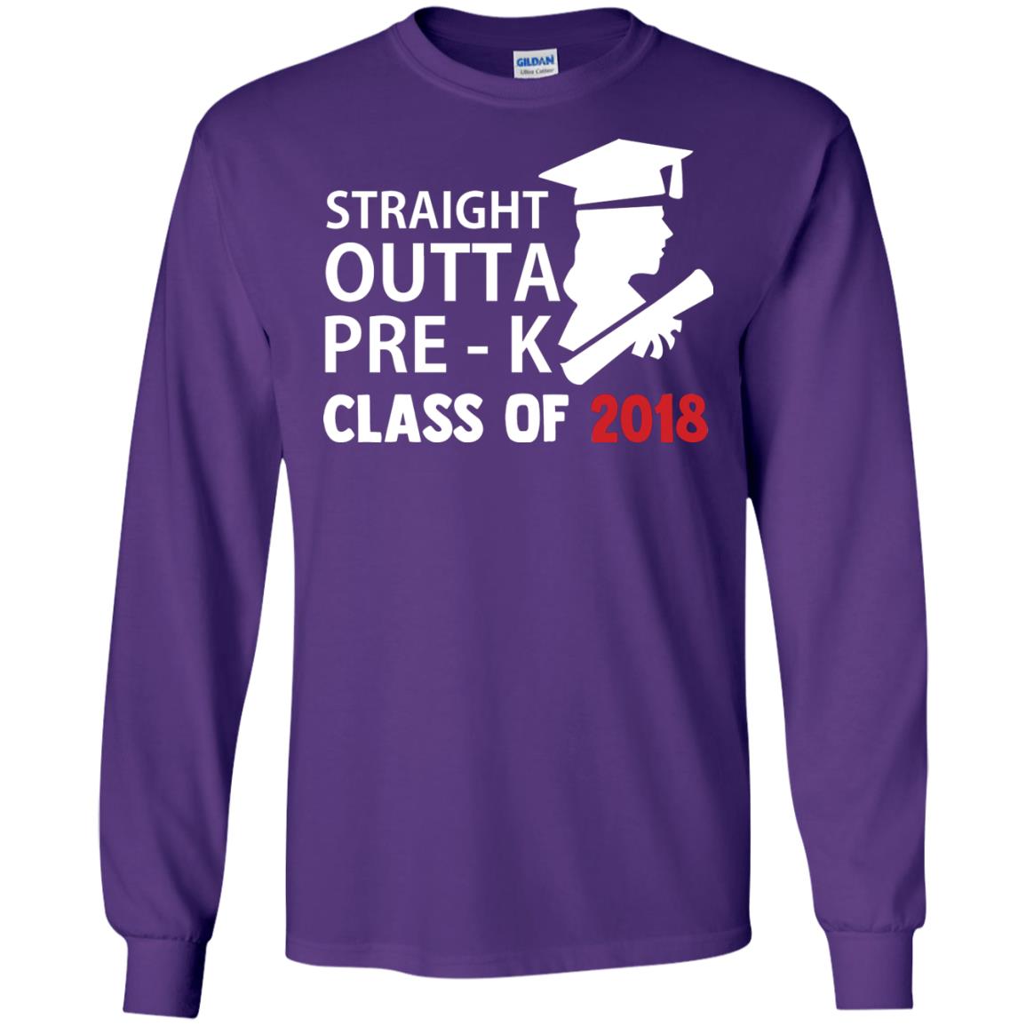 Straight Outta Pre-k Class Of 2018 Preschool Graduation Shirt Purple