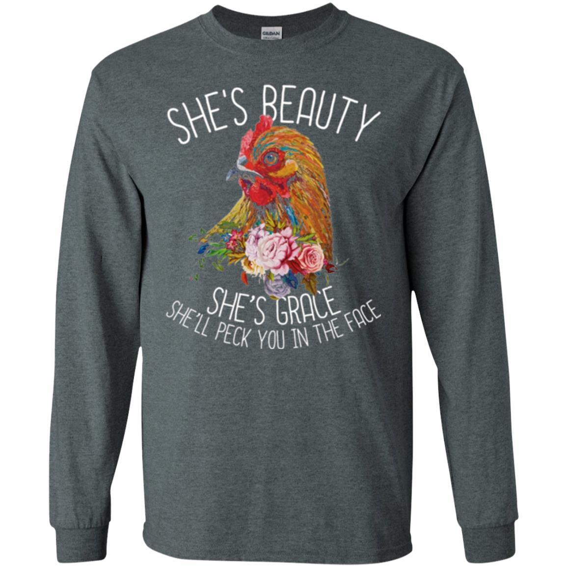 Chicken T-shirt She's Beauty She's Grace Dark Heather