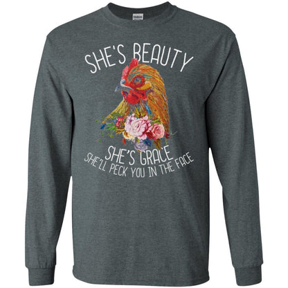 Chicken T-shirt She's Beauty She's Grace Dark Heather