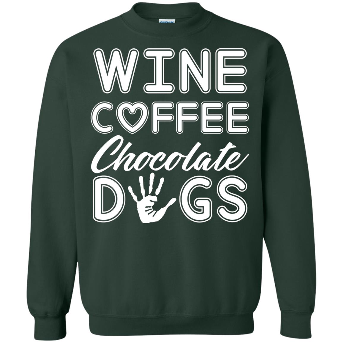 Wine Coffee Chocolate Dogs Family T-shirt Forest Green
