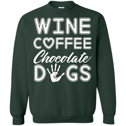 Wine Coffee Chocolate Dogs Family T-shirt Forest Green