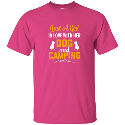 Just A Girl In Love With Her Dog And Camping Dog Lover T-shirt Heliconia