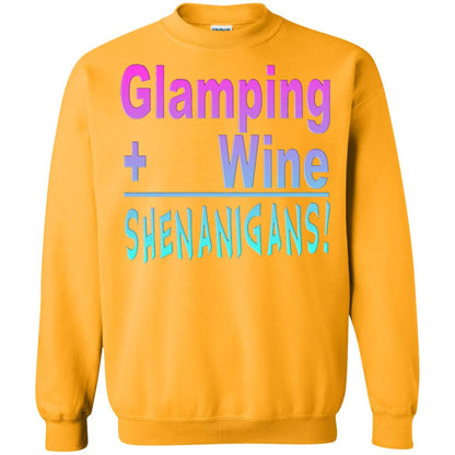 Glamping Drink Wine Shenanigans Funny Happy Glamper T-shirt Gold
