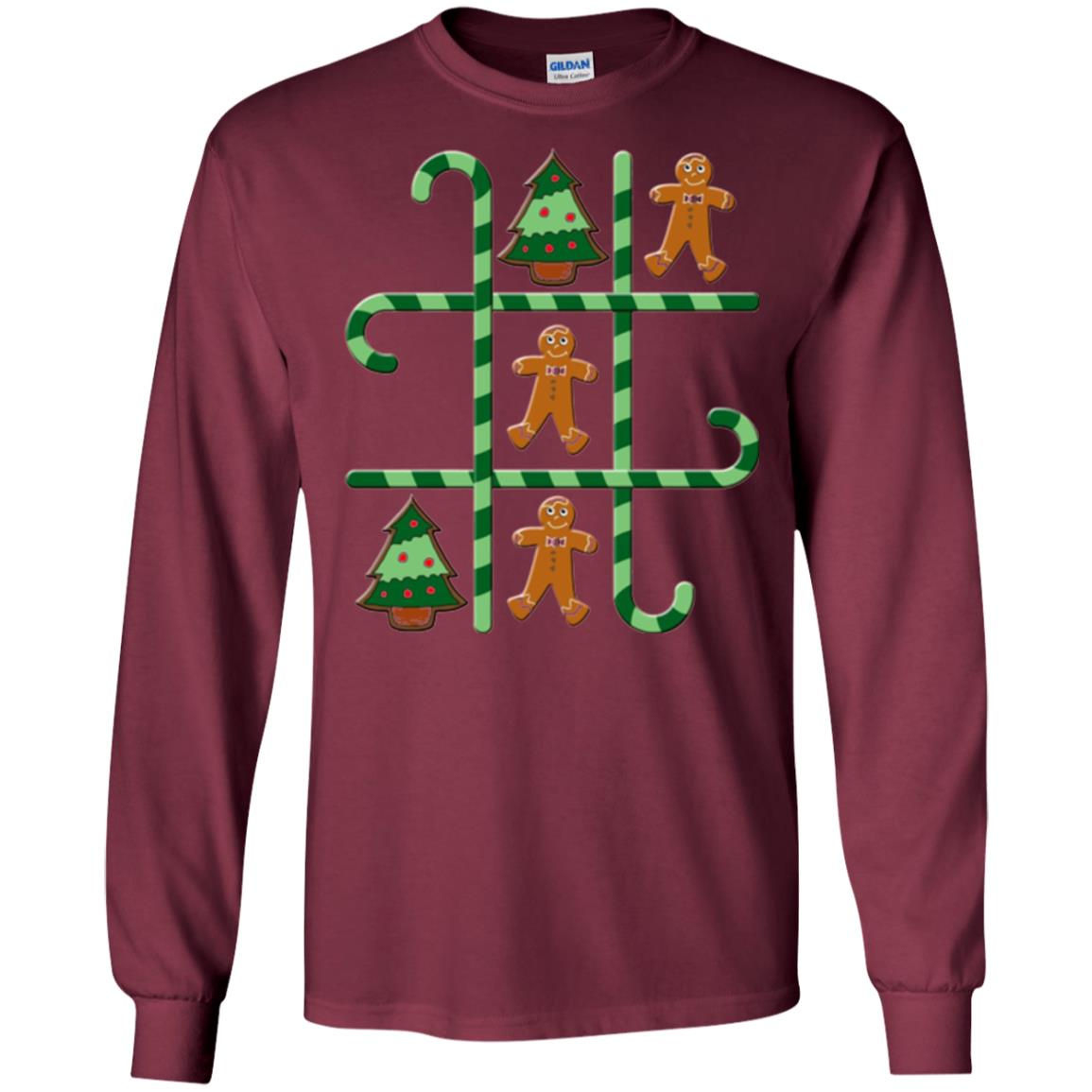Christmas T-shirt Tic Tac Toe Board Game Maroon