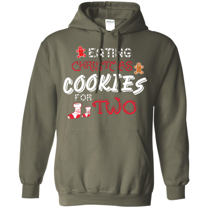 Christmas T-shirt Eating Christmas Cookies For Two Military Green