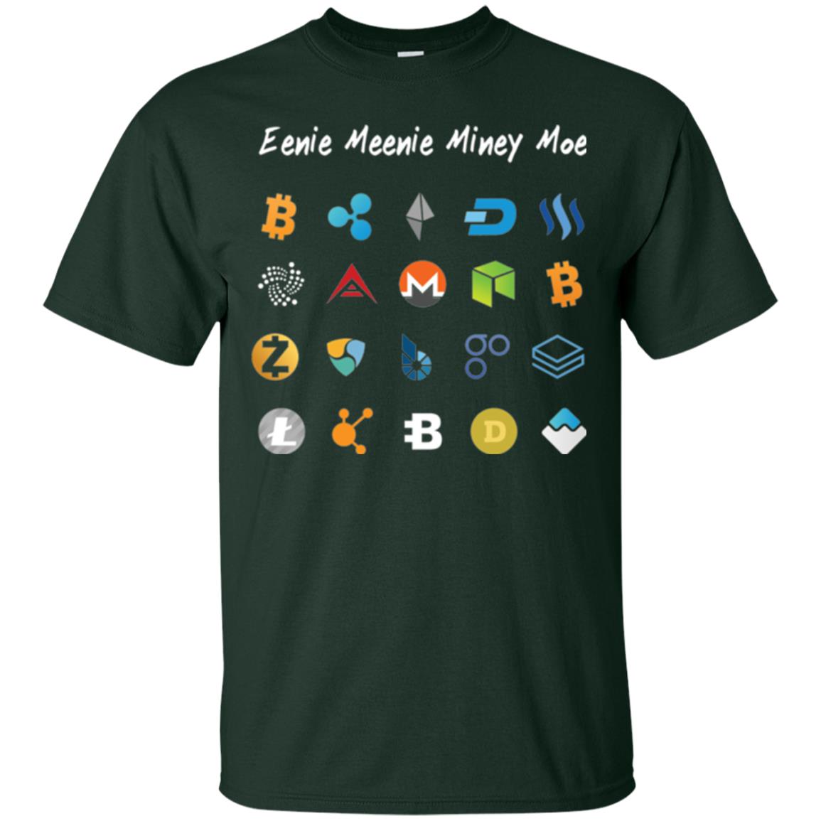 Bitcoin Litecoin Ethereum Eenie Meenie Miney Moe T-shirt Forest Green