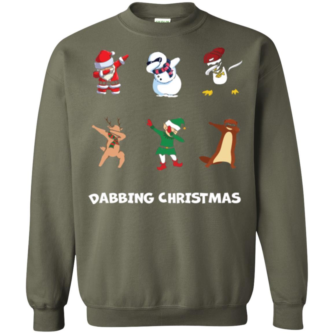 Dabbing Christmas T-shirt Military Green
