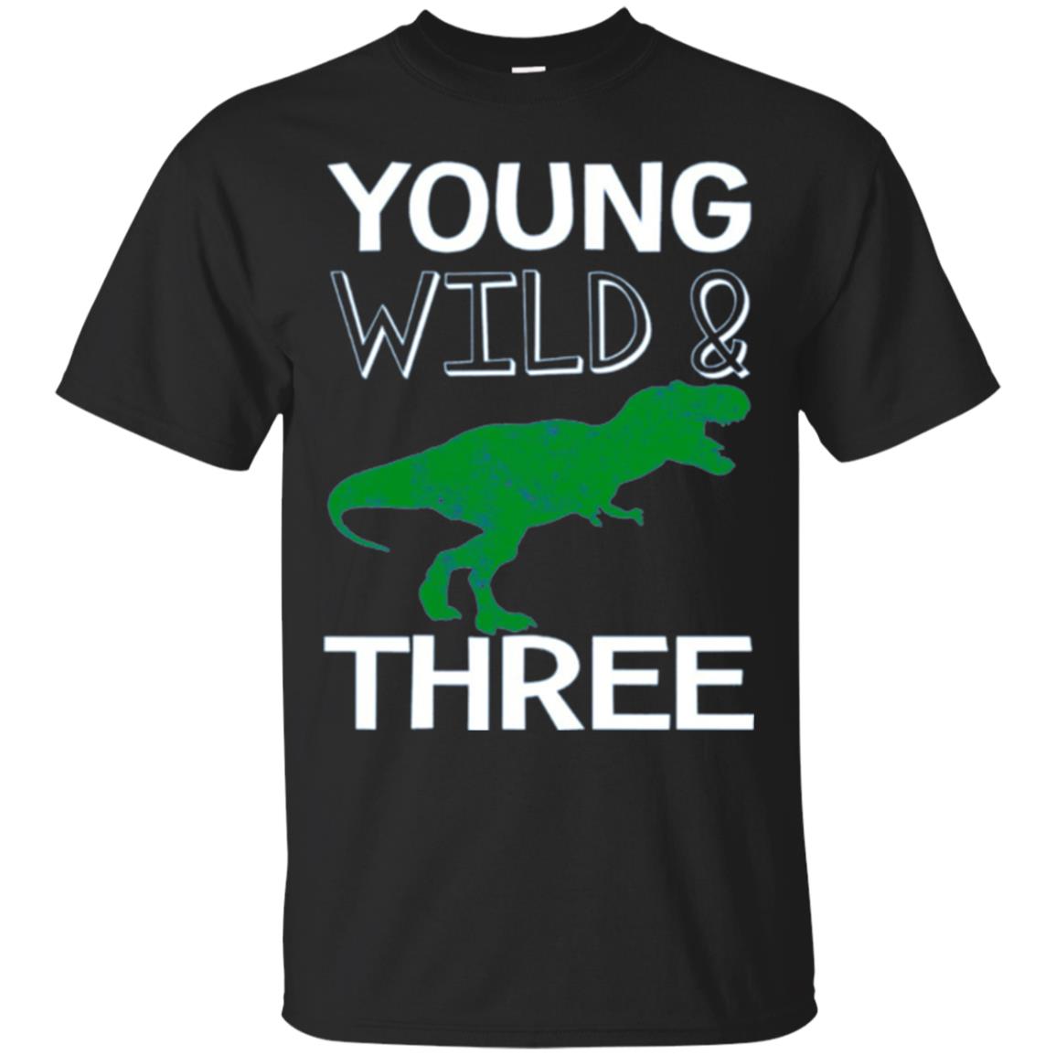 Dinosaur T-shirt Young Wild And Three Black