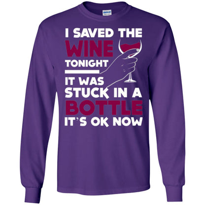Funny Wine T-shirt I Save The Wine Tonight Purple