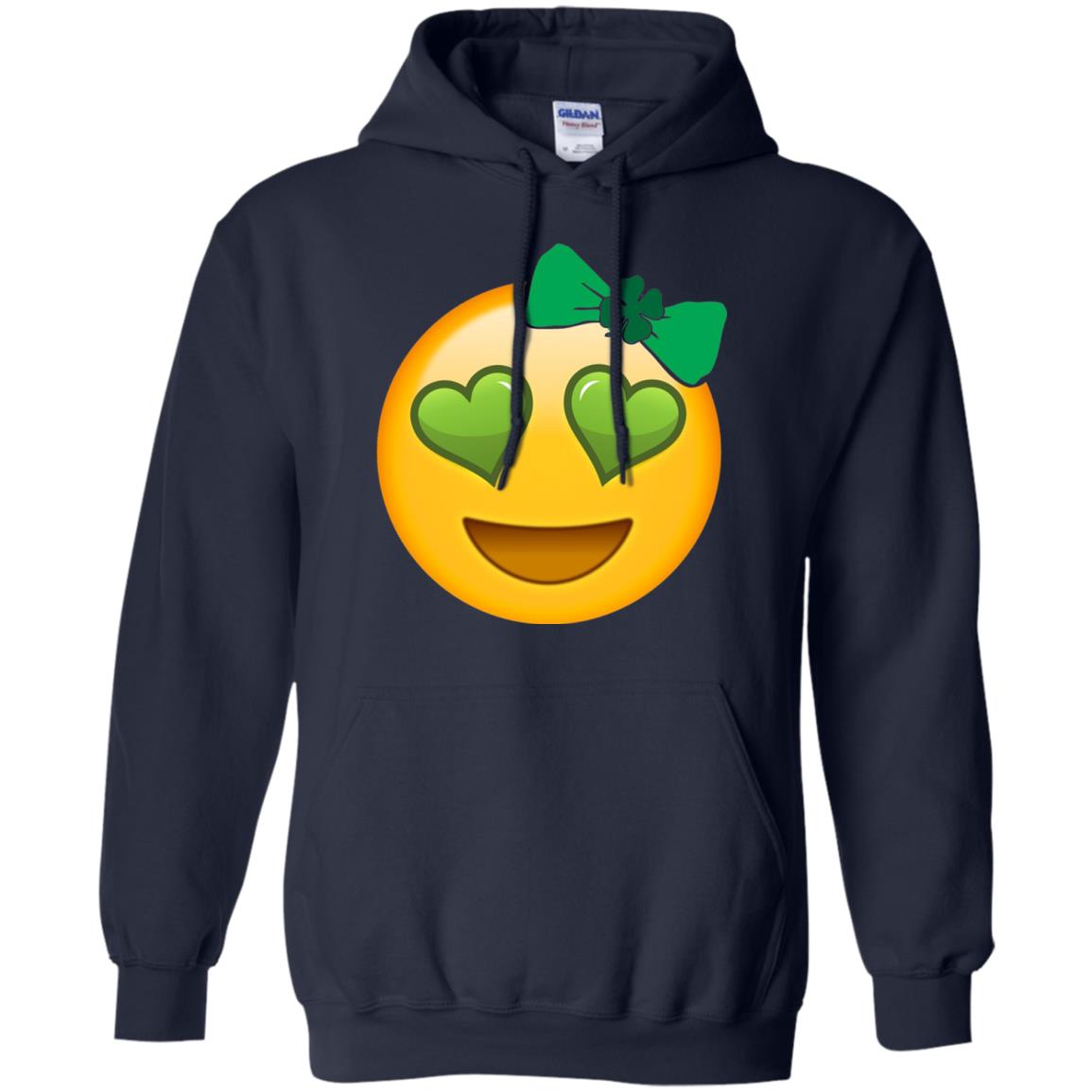Emoji Green Heart Eyes Bow Saint Patricks Day Shirt For Girls Navy