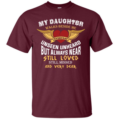 Family T-shirt My Daughter Walks Beside Me Everyday Maroon