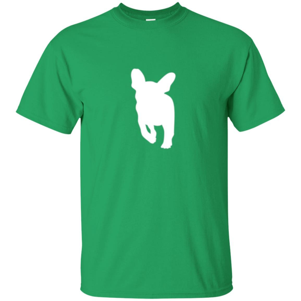 French Bulldog T-shirt White Silhouette Of Puppy Irish Green