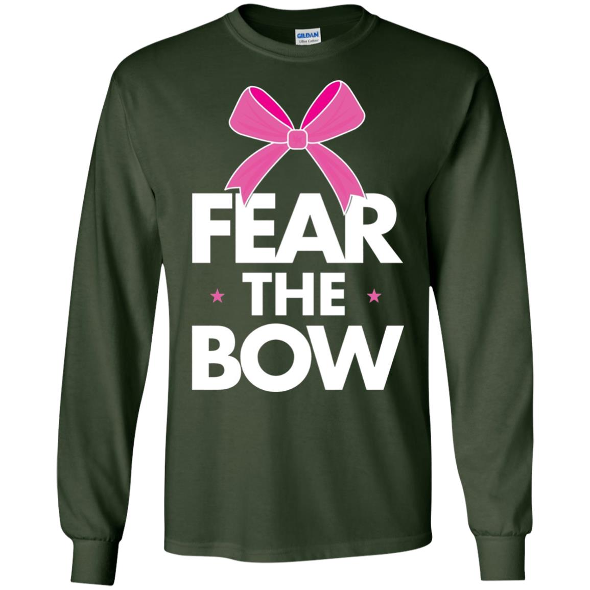 Fear The Bow Big Pink Bow Cheerleader Apparel Shirt Forest Green