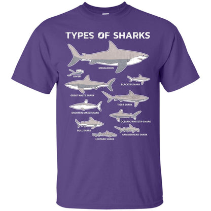 9 Types Of Sharks Educational Academic Ocean T-shirt Purple