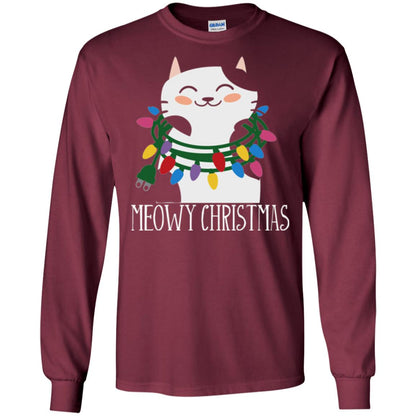 Meowy Christmas Holiday T-shirt Maroon