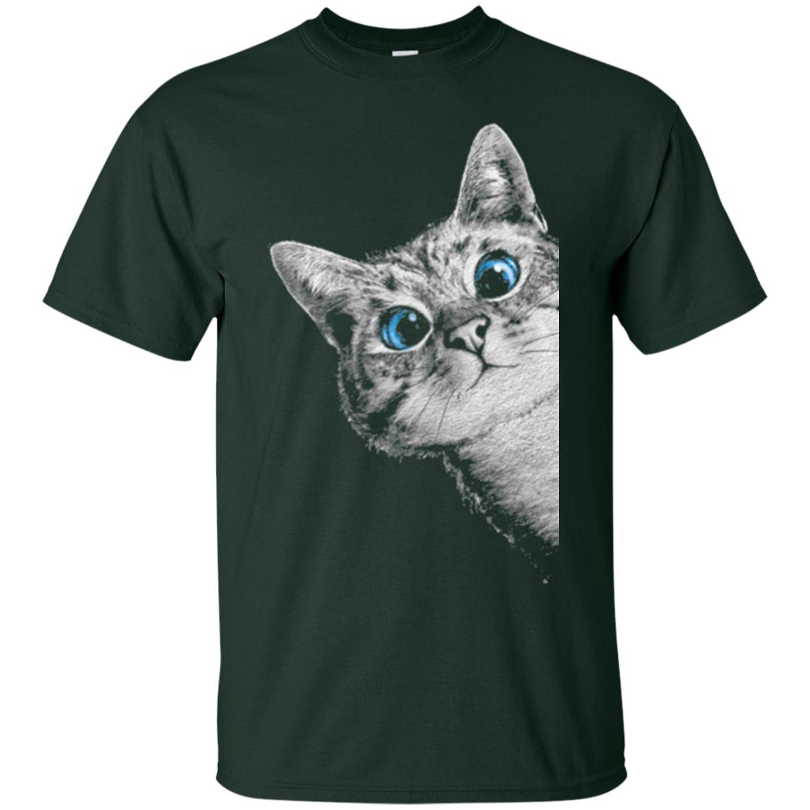 Cat Lovers T-shirt Cute Face Forest Green