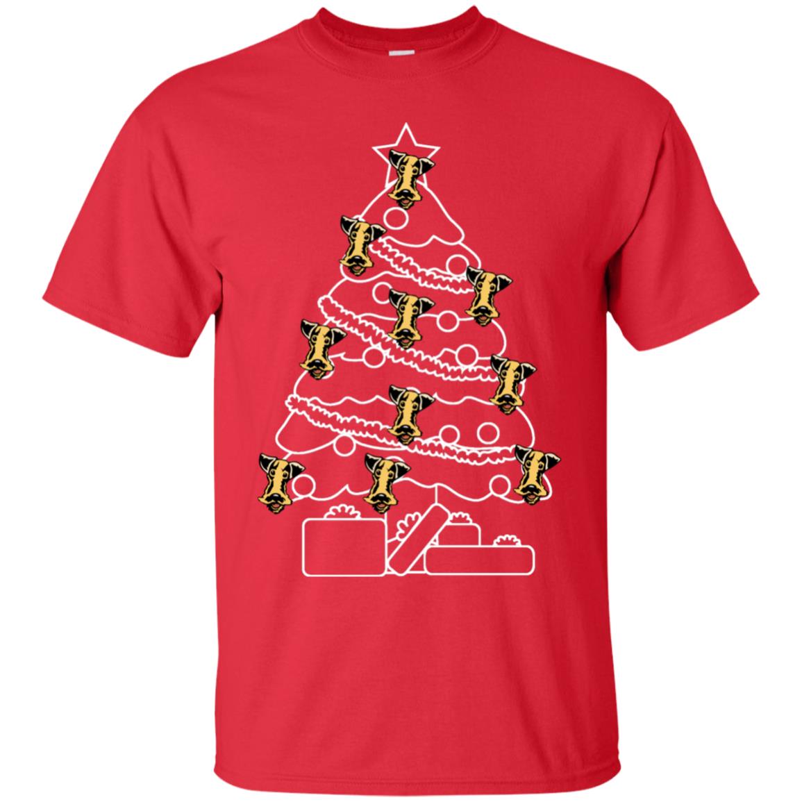 Terrier Dog Face Christmas Tree Gift Shirt Red