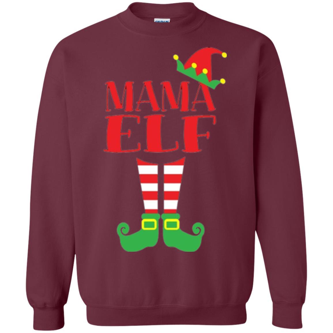 Family Christmas T-shirt Mama Elf T-shirt Maroon