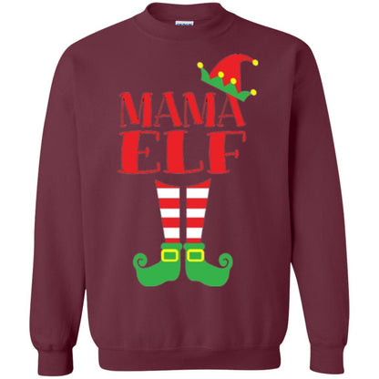 Family Christmas T-shirt Mama Elf T-shirt Maroon