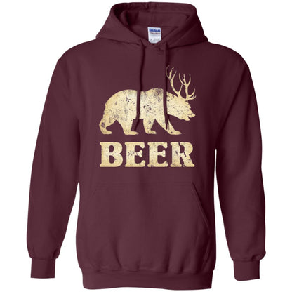 Beer T-shirt Vintage Bear Deer Maroon