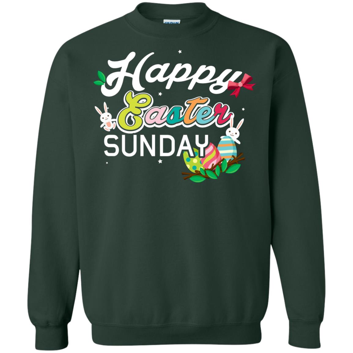 Christian T-shirt Happy Easter Sunday Forest Green