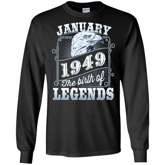 69th Birthday T-shirt January 1949 Birth Of Legend Black