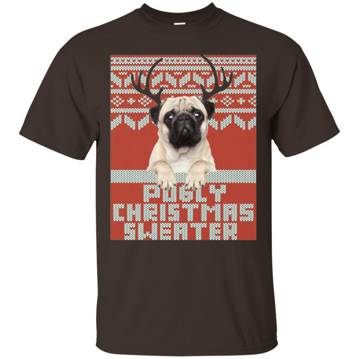 Dog Lovers T-shirt Pugly Christmas Sweater Dark Chocolate