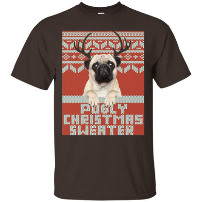 Dog Lovers T-shirt Pugly Christmas Sweater Dark Chocolate