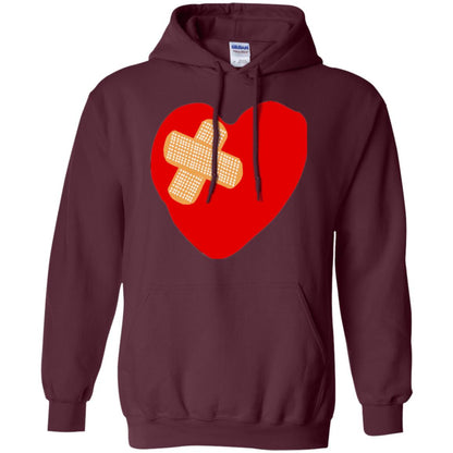 Funny Patched Up Heart Graphic T-shirt Maroon
