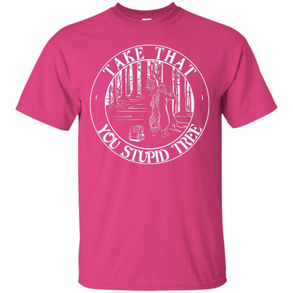 Take That Stupid Tree Funny Disc Golf T-shirt Heliconia