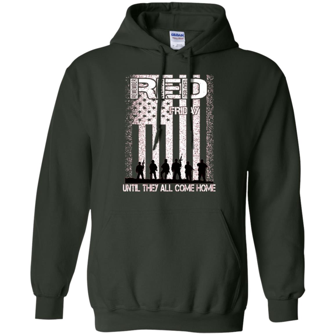 Red Friday Military T-shirt Untill They All Come Home Forest Green