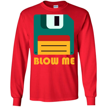 Blow Me Funny Floppy Disk Saying T-shirt Red
