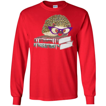 Adorable Hedgehog Book Nerd Gift Shirt Red