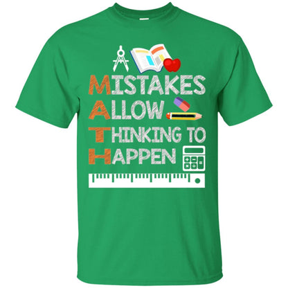 Math Lover T-shirt Mistakes Allow Thinking To Happen Irish Green