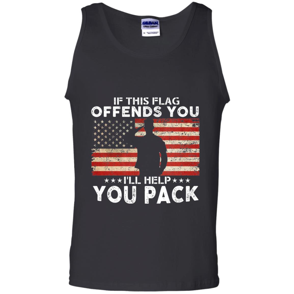 If This Flag Offends You I Willl Help You Pack Us Flag T-shirt Black