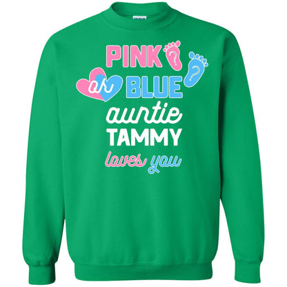 Gender Reveal Aunt Shirt Pink Or Blue Auntie Tammy Love You Irish Green